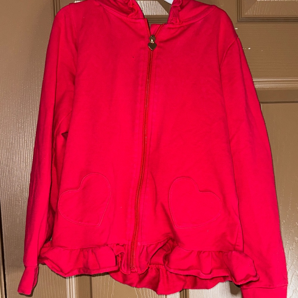Cozy Kids Red Hoodie with Heart Accents
